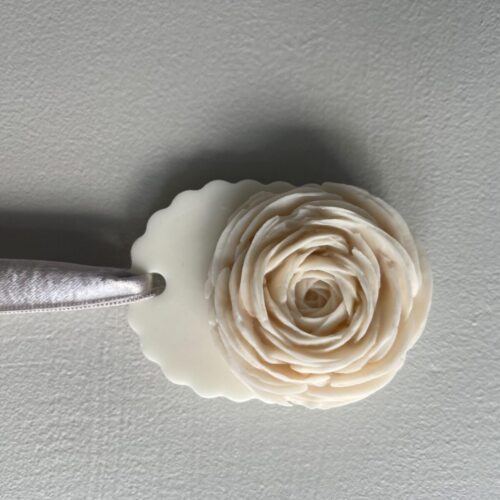 Hanging Chiffon Ranunculus flower soap by Salsola Kali, a one-of-a-kind holiday gift.