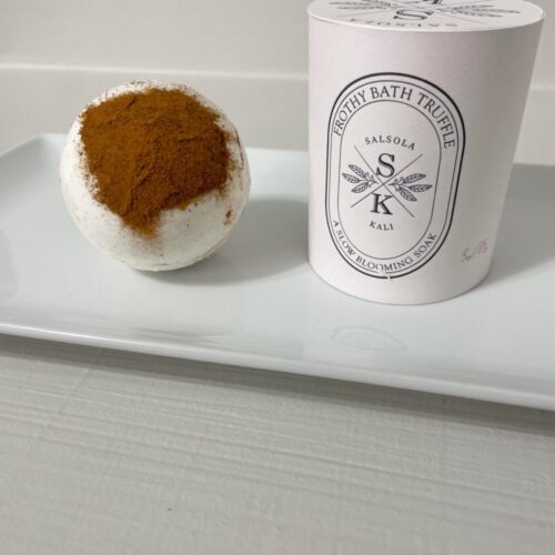 Vanilla Toasted Cinnamon bath truffle, a comforting holiday gift that's truly one of a kind.