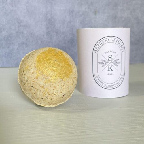 Beach air and coconut water scented bath truffle, a one-of-a-kind birthday offering.