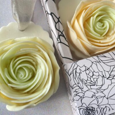Hanging sculpted rose soap by Salsola Kali, the ultimate one-of-a-kind birthday gift idea.