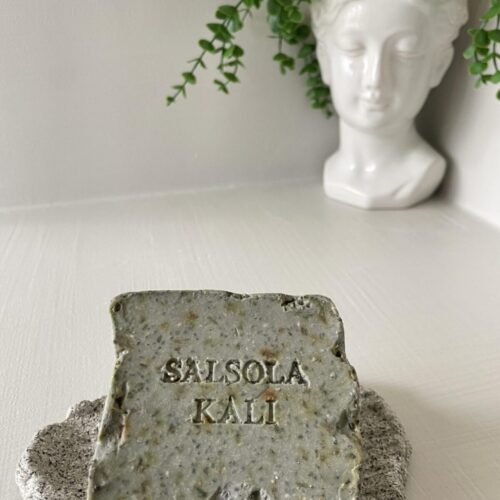 Refreshing Illite botanical clay soap bar with an irregular quarried design.