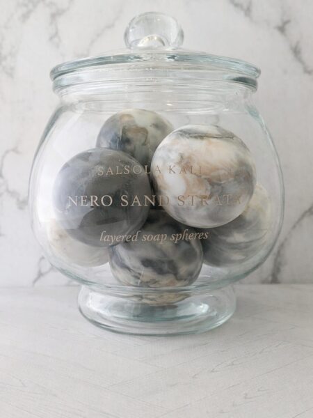 Premium Nero Sand Strata layered soap spheres, an exquisite gift for home decor.