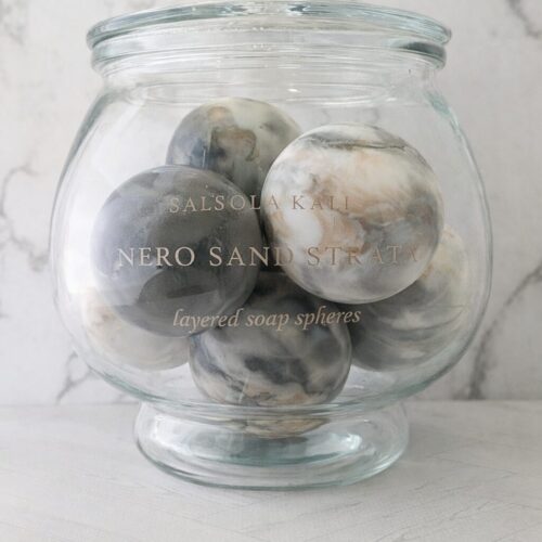 Premium Nero Sand Strata layered soap spheres, an exquisite gift for home decor.