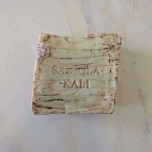 Birch mineral soap featuring a unique irregular, hand-fractured design.