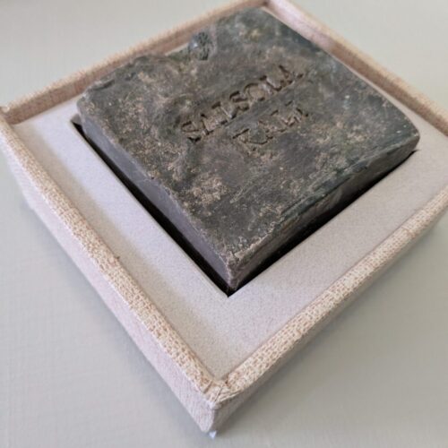 Burnt Umber quarried soap bar with an irregular, earth-toned design.