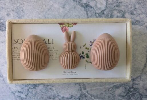 Salsola Kali Vanilla & Cream Orchid sculptural soap set in an exquisite linen-lined box.